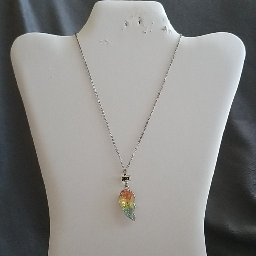 Rainbow Heart Best Friend Necklace